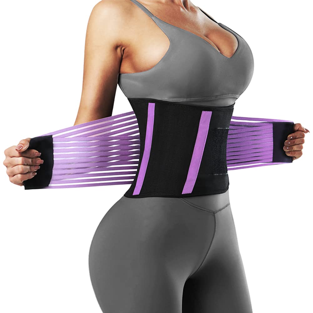 Waist Trainer & Trimmer with Dual Belly Band - Adjustable Sauna Sweat Belt for Weight Loss & Back Support, Purple-image-f066c091-8d5f-45be-8d67-bbe416919fab-65551