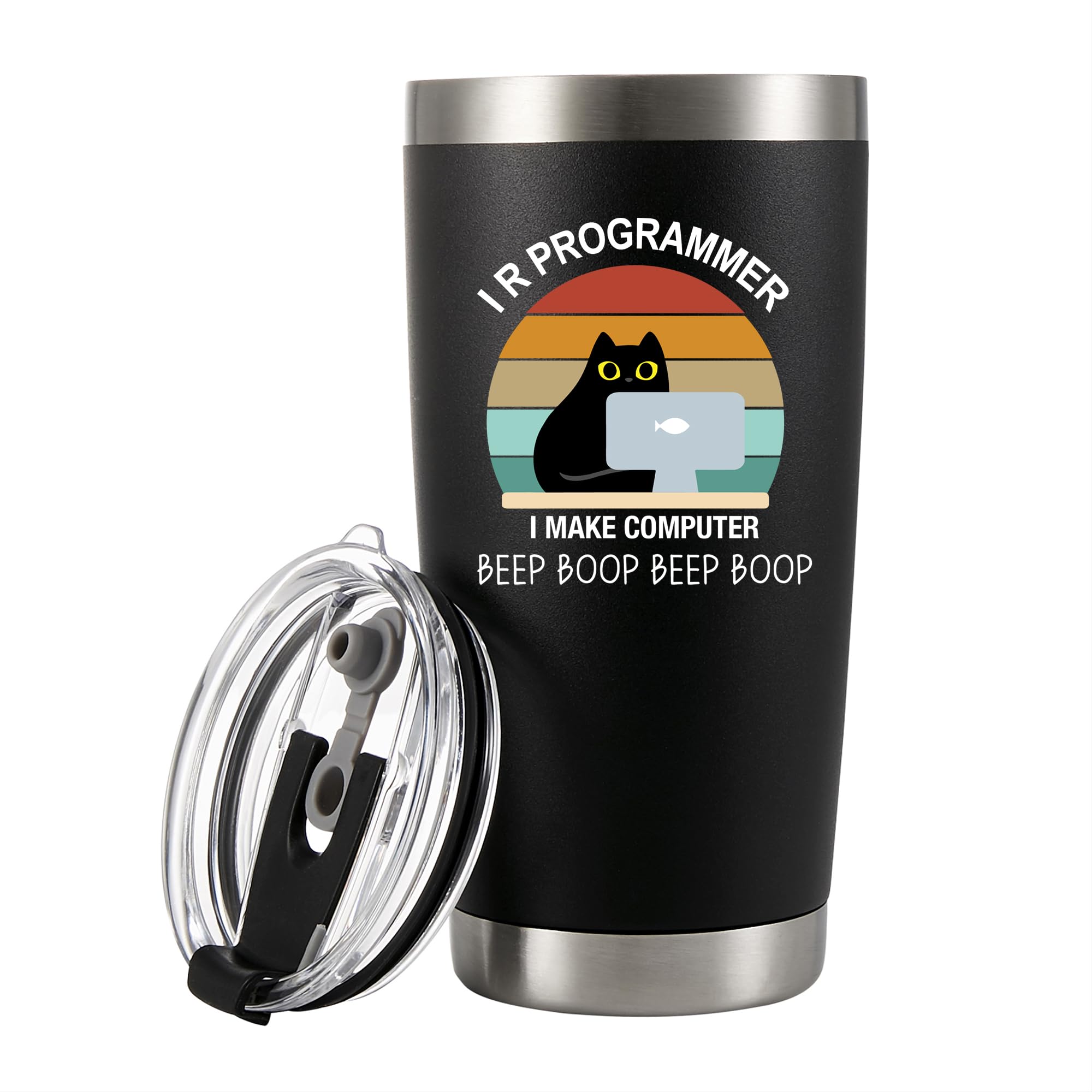 20oz Black Stainless Steel Vacuum Insulated Tumbler with Lid & Straw - Perfect Programmer Gift-image-9acd8002-7534-4404-a373-f47225c4b86d-55034
