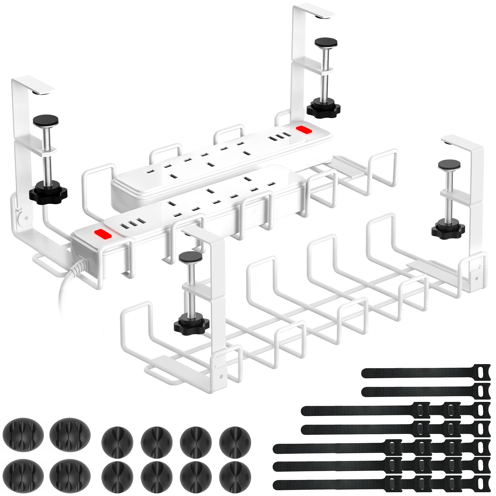 Under Desk Cable Tray Kit - 2 Pack White-image-97e05b9d-0745-4a10-a442-212658a714c7-82545