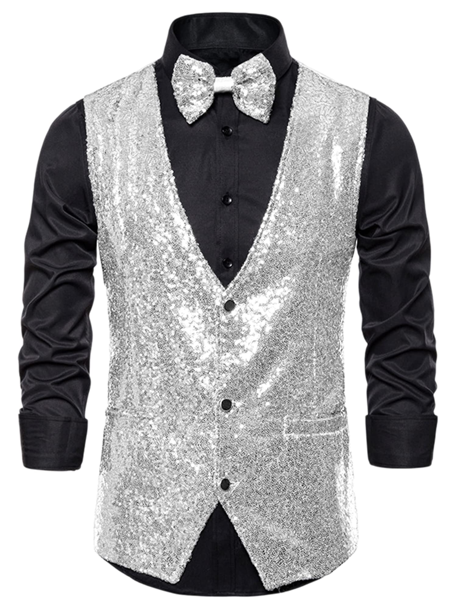 Men's Sequin Party Waistcoat - Silver 34-image-ddaa29da-52d5-4df5-b256-b8681b23f64d-115402