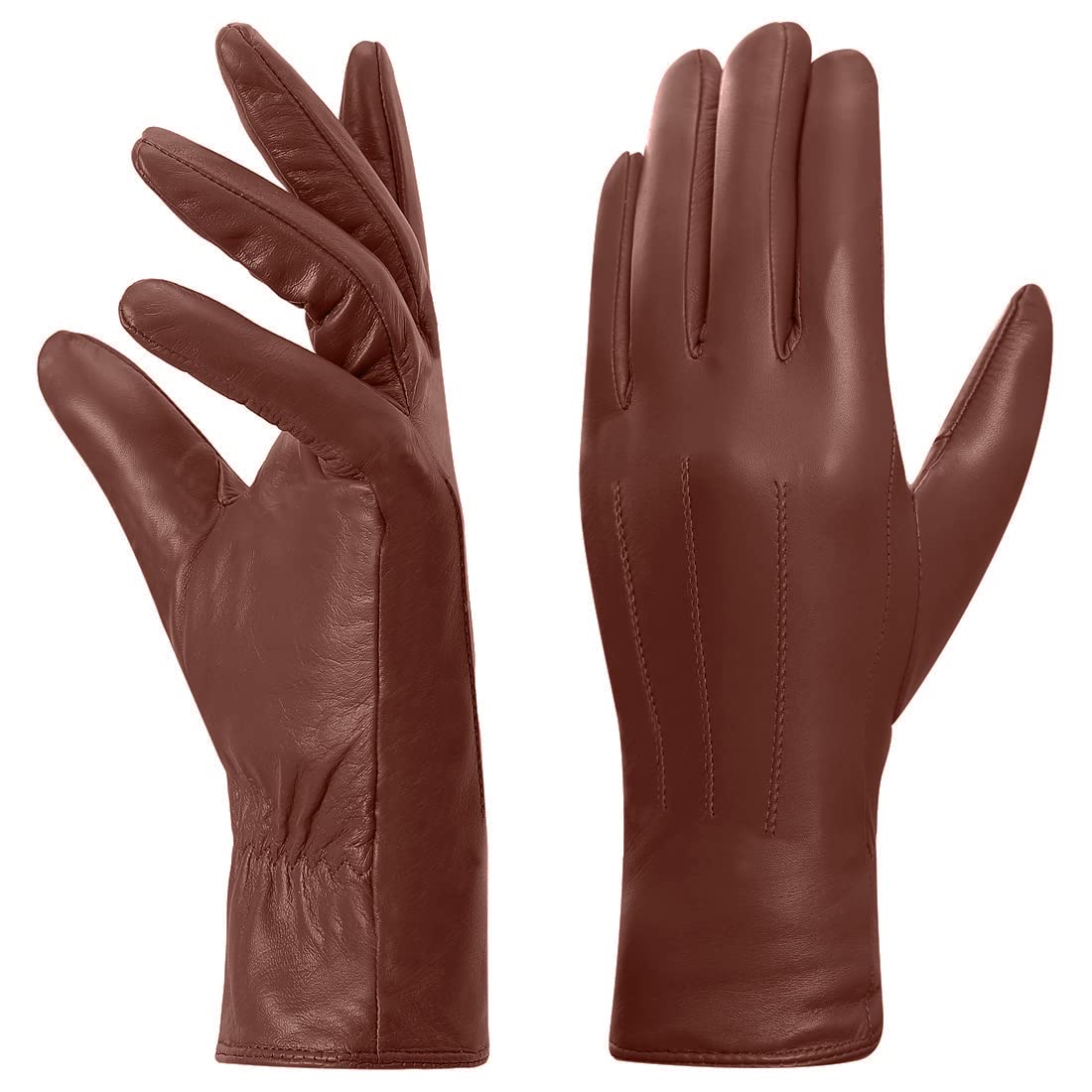 Women's Leather Gloves Fleece Lined - Cognac XL-image-de38da7d-8279-4742-a64c-45b095b437d5-115369