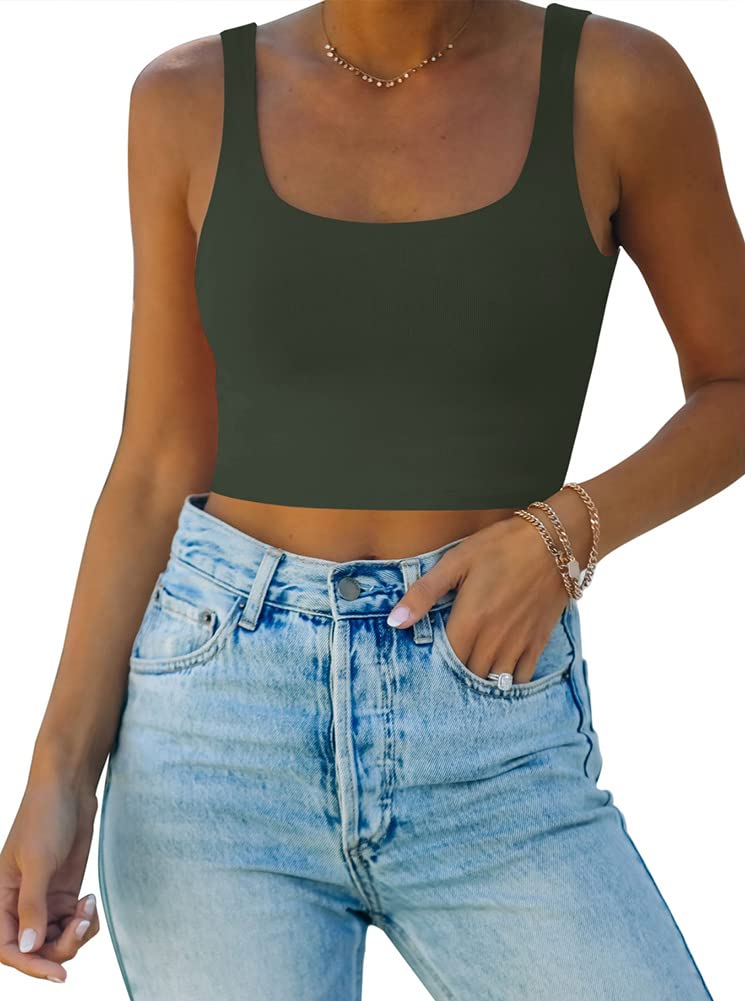 Women's Square Neck Crop Top - Grey Green XL-image-94d4ef34-fffe-4786-830a-eb0ec5371de4-94031