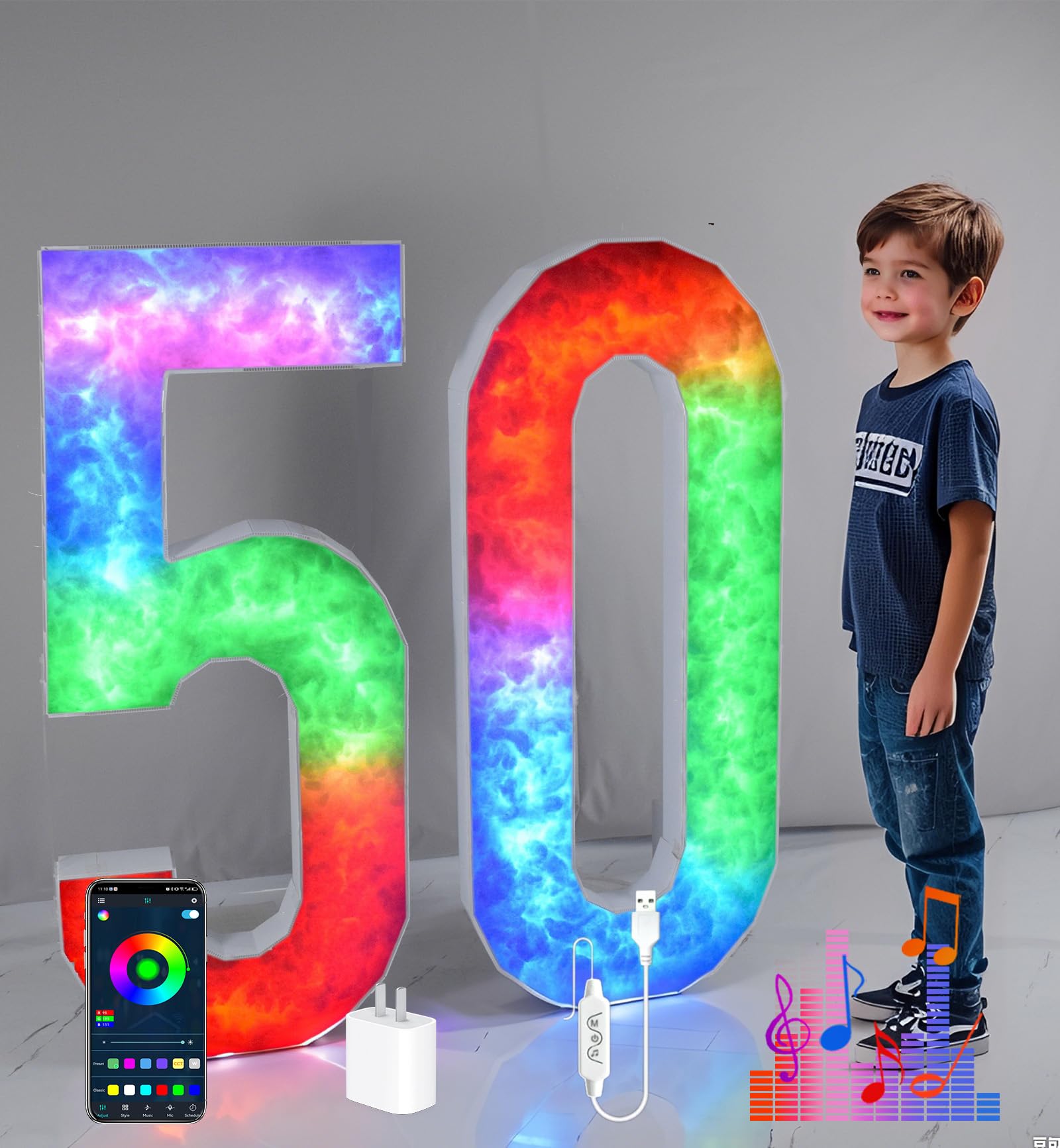 4FT Light Up Numbers 50 Party Display - Colourful 48 Inches-image-d9903980-207a-421f-bca5-656efbca2140-121221