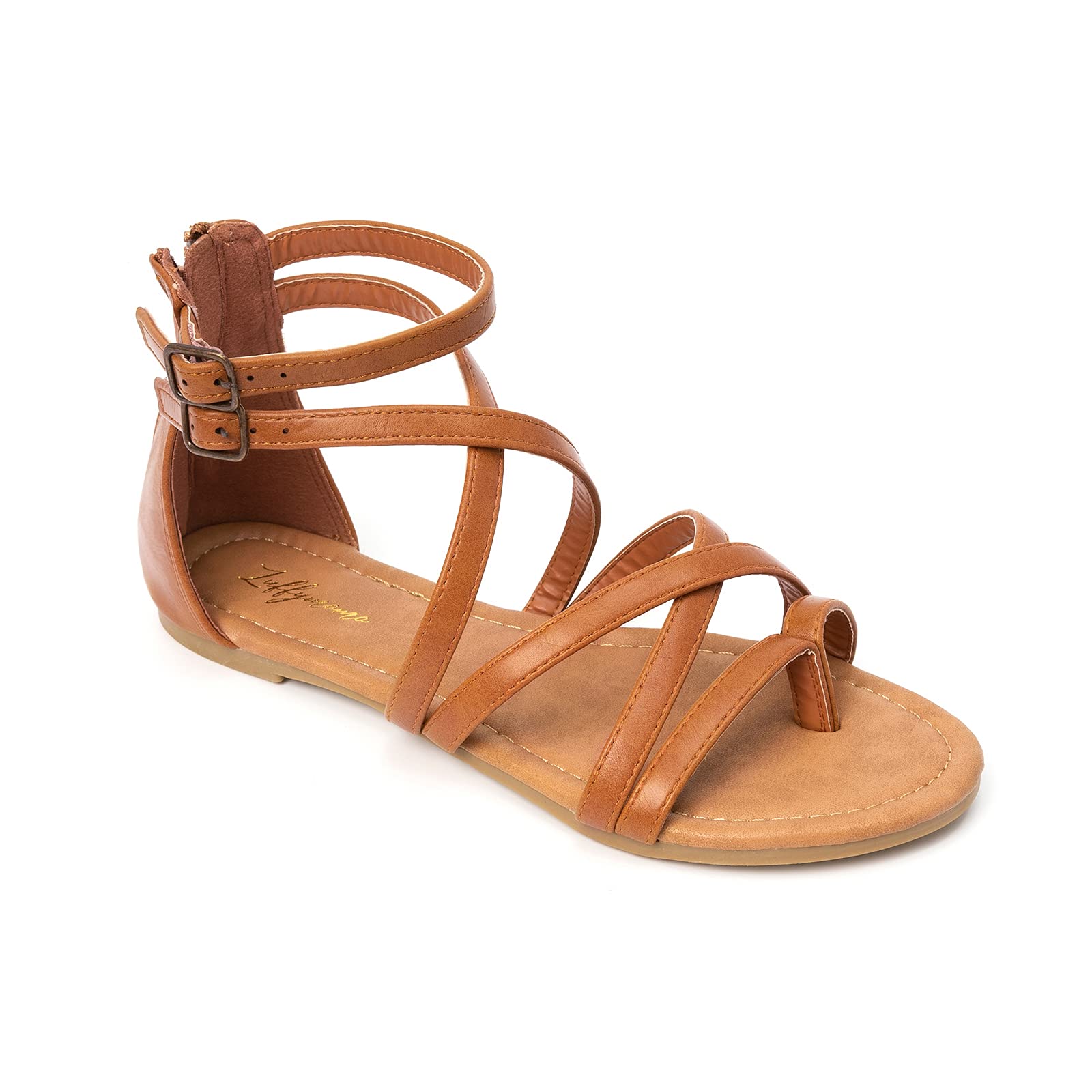 Women's Strappy Flat Sandals - Brown UK 6.5-image-8b30f565-7cad-40a8-b945-db67028f3e9c-104598