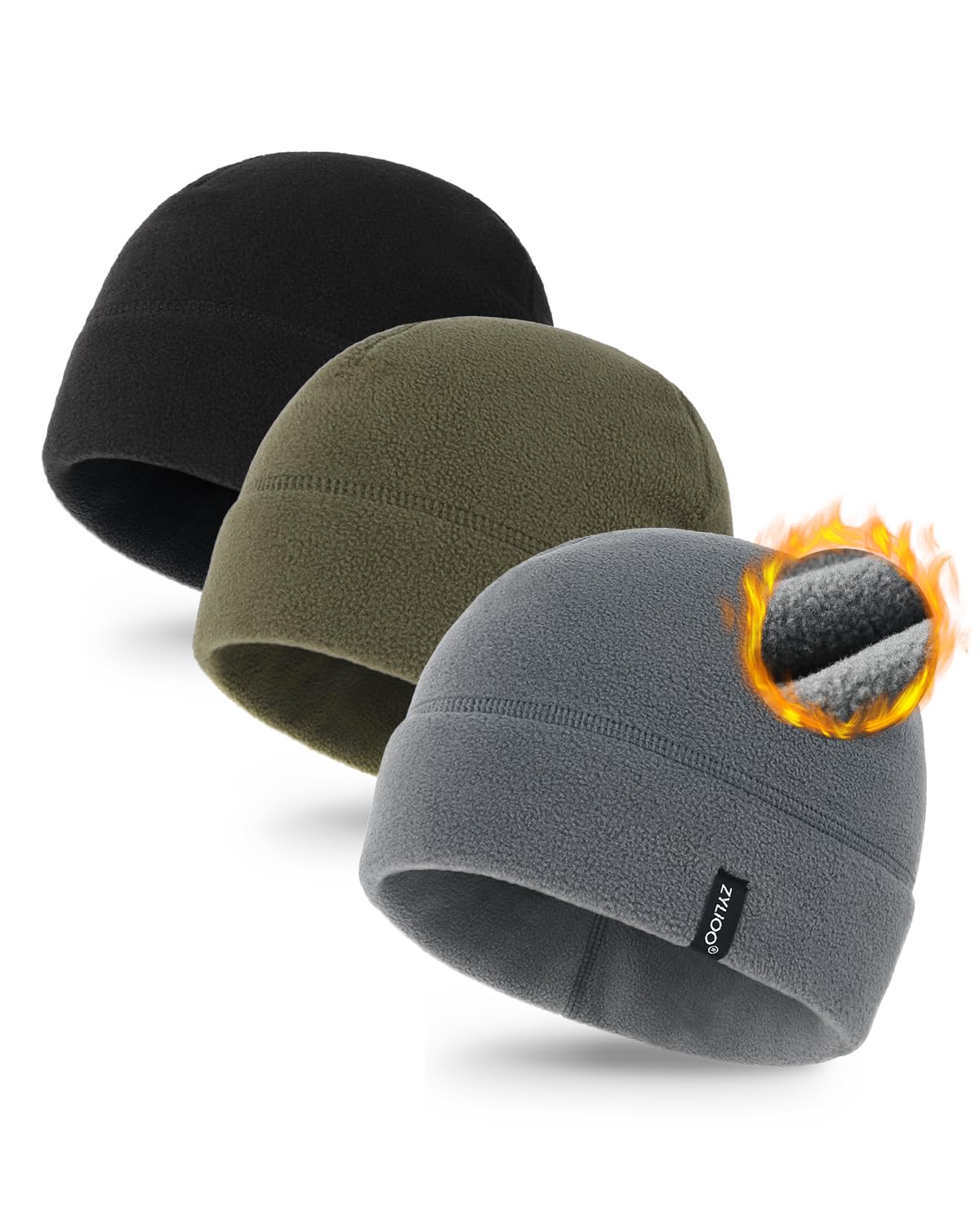 Winter Skull Cap Fleece Beanie 3 Pack - Black/Grey/Army XL-XXL-image-30e6e2aa-01f9-4785-b332-7260790107ca-111122