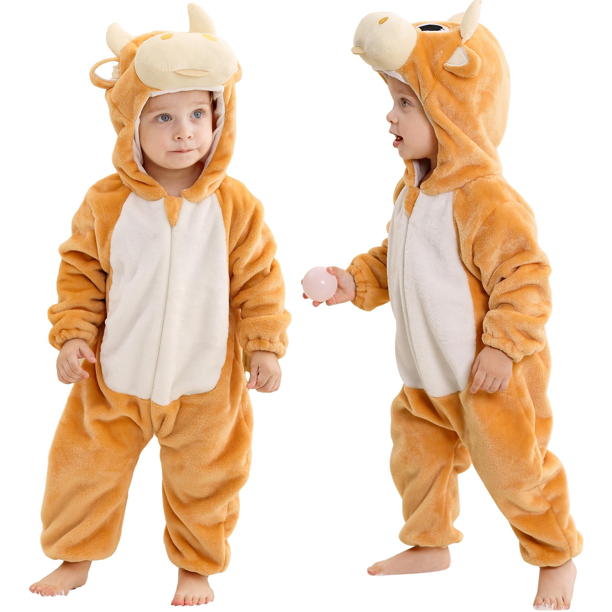 Baby Flannel Hooded Romper - Cattle 30-36 Months-image-3d8582b9-f6e4-45ed-b822-09fc465fcaaa-118622