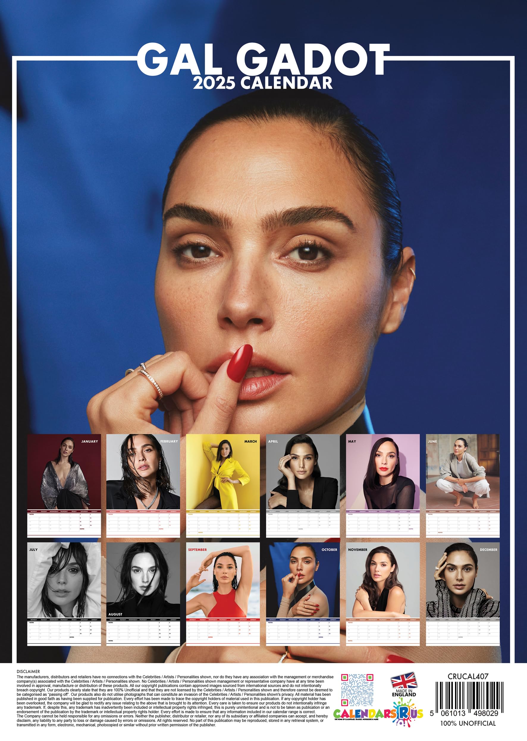 Calendrier Mural 2026 Gal Gadot - Format A3 (30x42 Cm) - 12 Photos Grand Format - 3