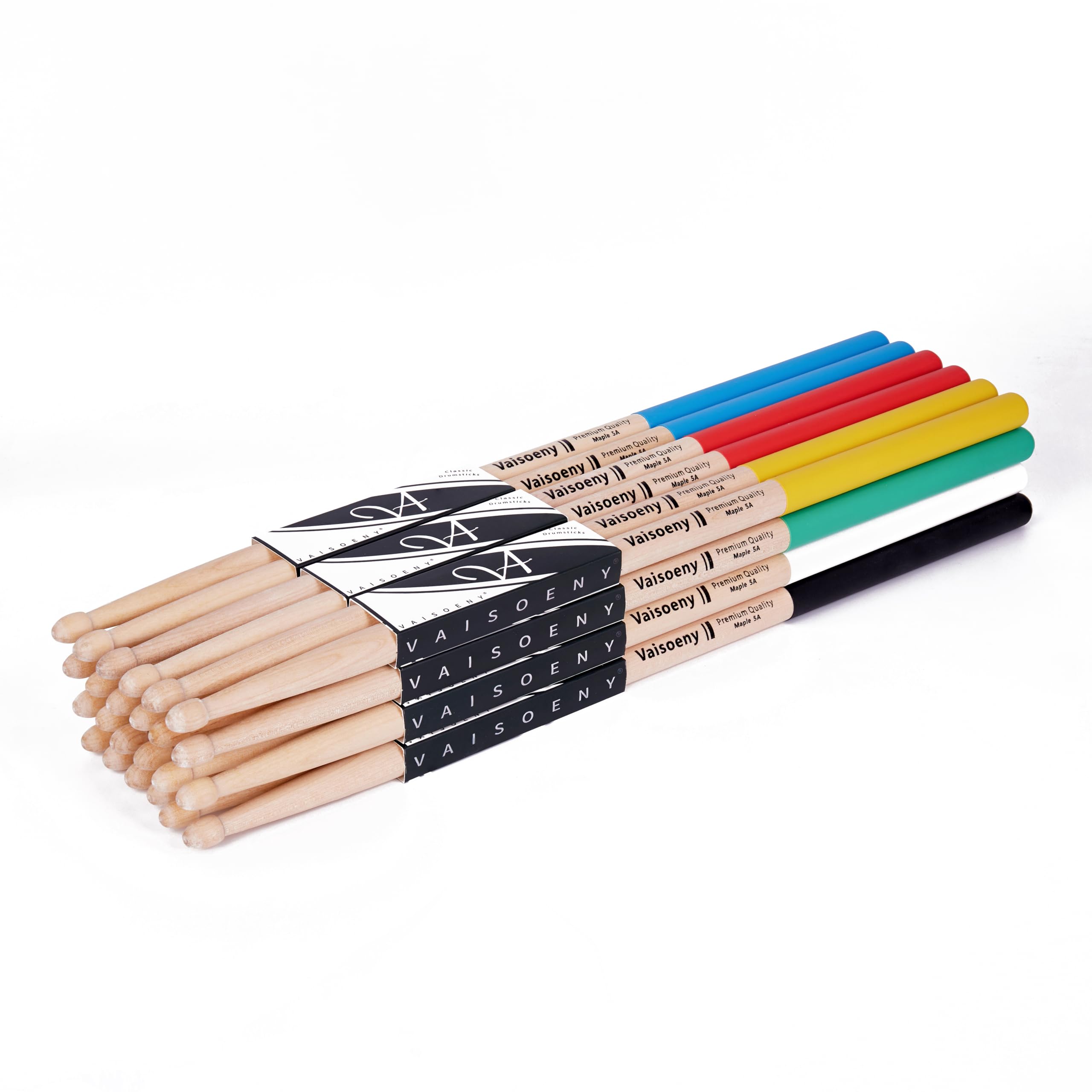 Drumsticks 12 Pairs Maple Wood Non-Slip - Multi-Colour 7A-image-3c77b7fe-5710-46ab-8f75-e2f9cd1d5414-97031