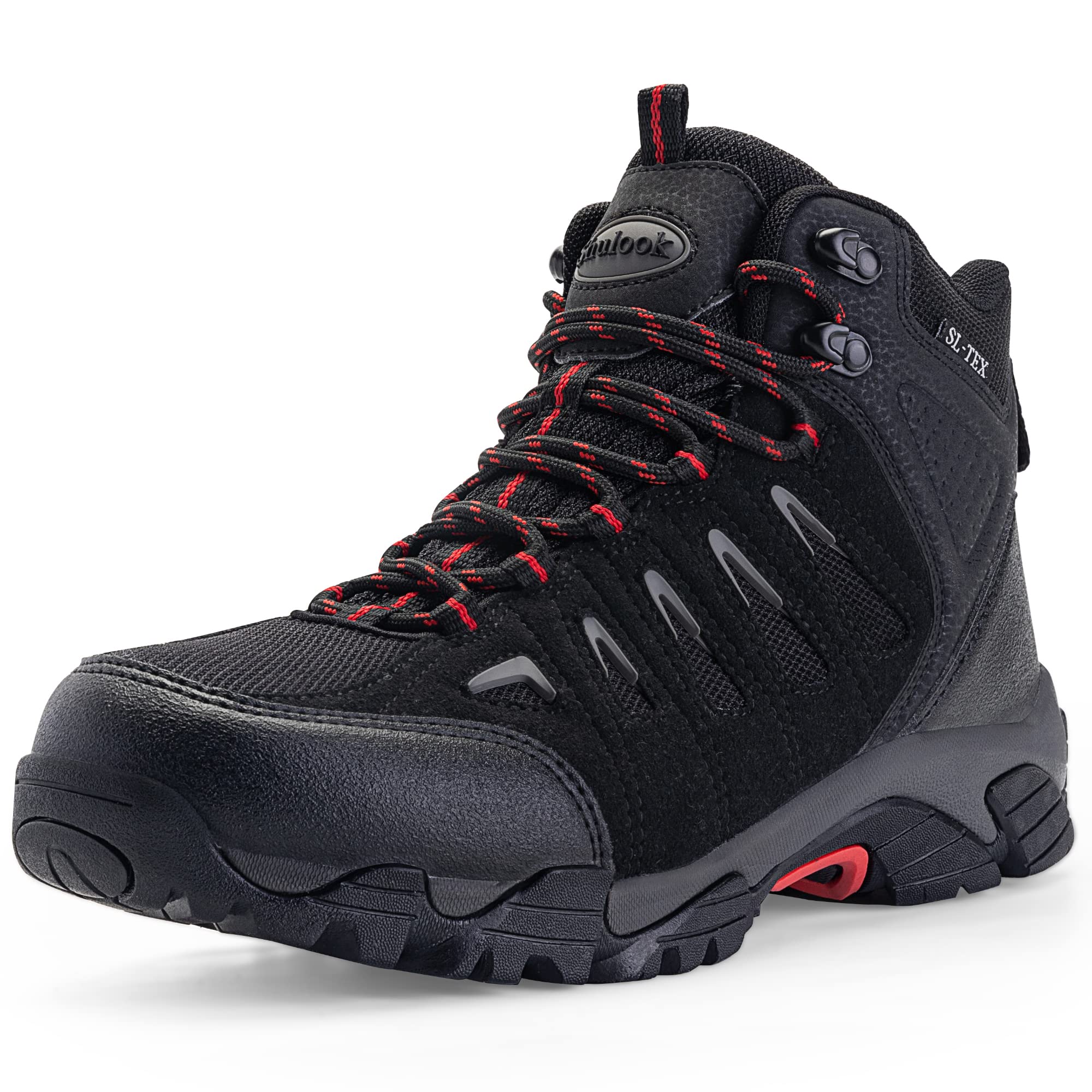 Men's Waterproof Walking Boots - Black Red UK 9-image-757cb86b-417a-4815-8f96-ba404b8a988f-108997