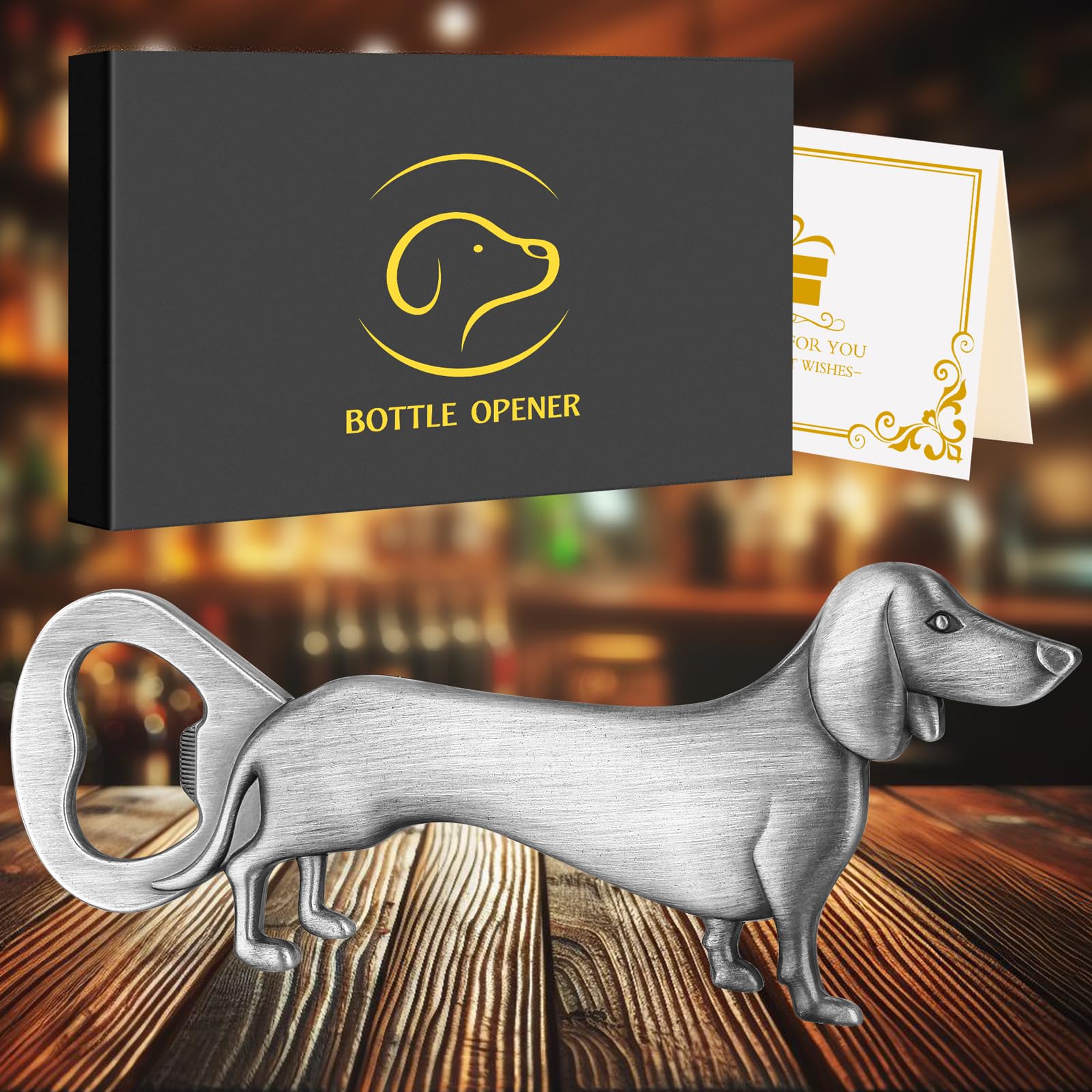 Dachshund Beer Bottle Opener – Quirky Dog Lover Gift, Dark Silver, Gift Box & Card Included Dachshund Beer Bottle Opener – Quirky Dog Lover Gift, Dark Silver, Gift Box & Card Included