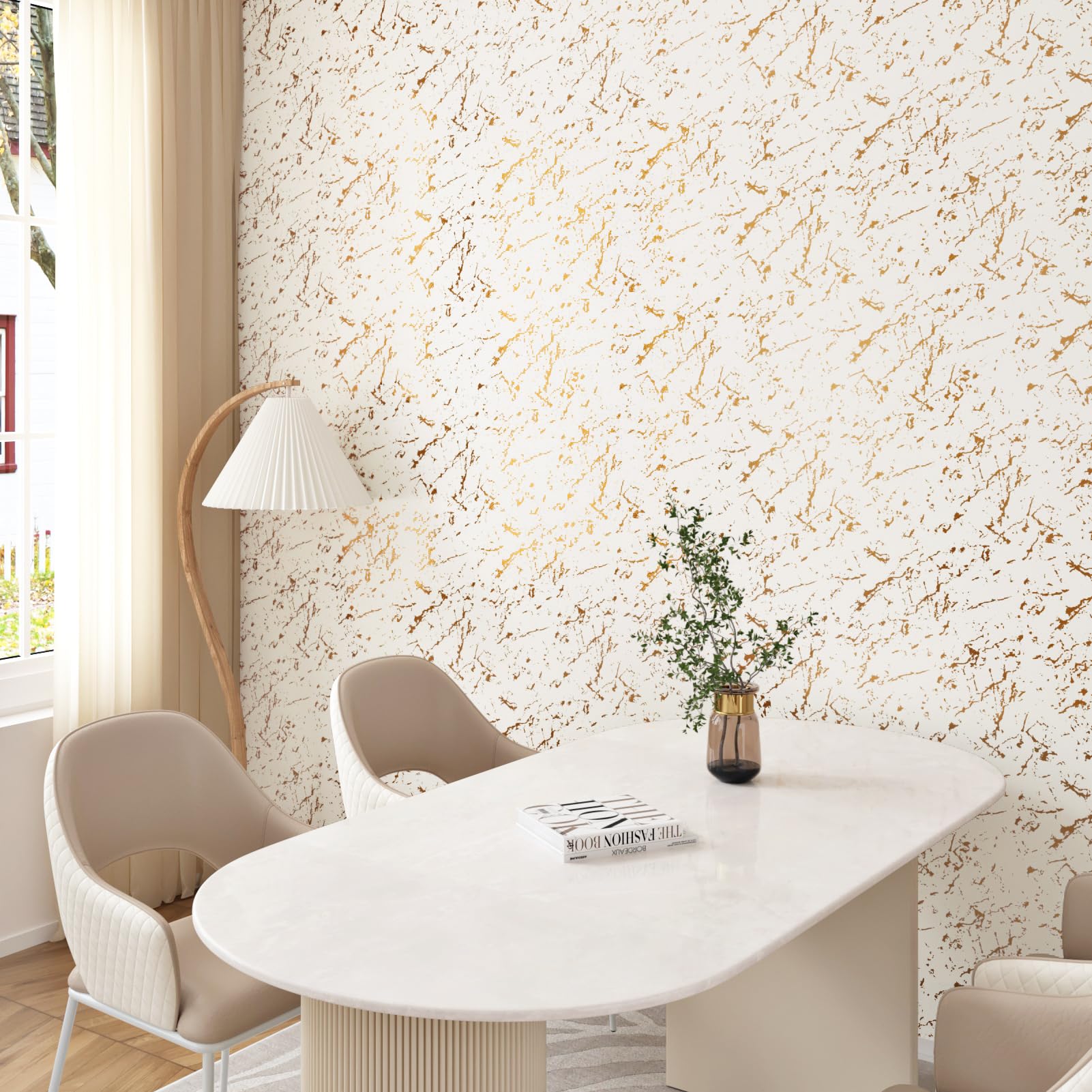 Livelynine 60CM X 5M Zelfklevende folie, mat, decoratieve marmerfolie, voor meubels, tafel, make-uptafel, vensterbank, keuken, werkbladen, keukenwand, bureau, keukenkast, folie, zelfklevend, plakfolie voor keuken