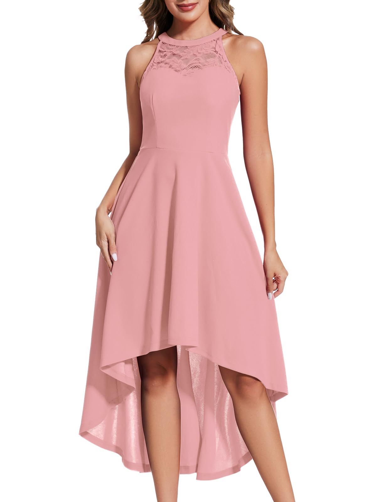 Women's Vintage Halter Hi-Lo Dress - Blush S-image-2bb61b62-2bf9-43cc-b8dc-77fab3358192-107574