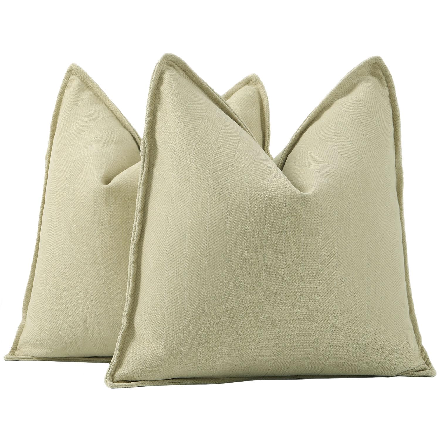 Textured Chenille Cushion Covers Set of 2 - Yellowish Green 65x65 cm-image-5a041140-d953-4133-9e13-d8d1c073d639-110443