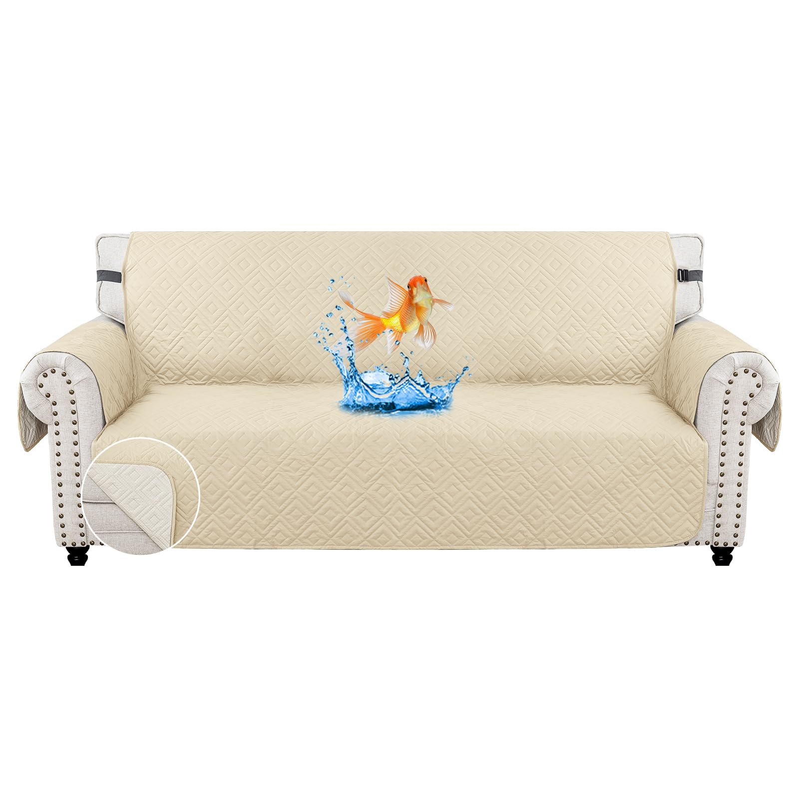 Waterproof Sofa Protector Reversible - Beige 4 Seater-image-ef9d1b11-7672-4755-928d-40d0424ff288-105739