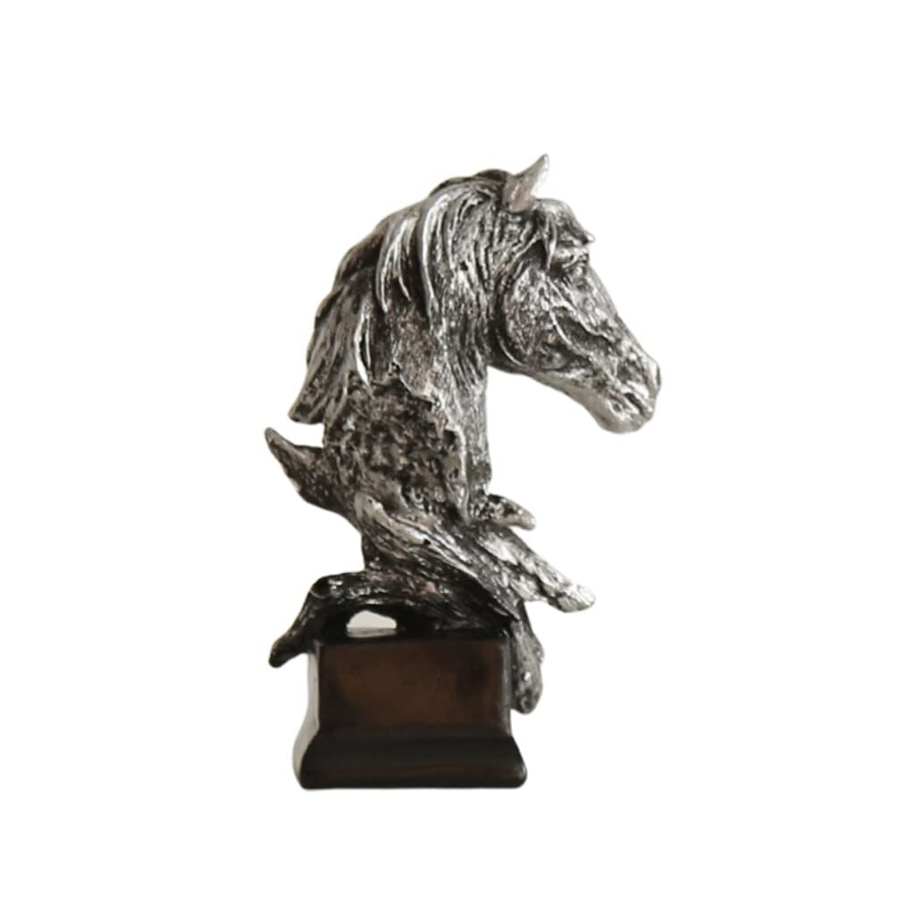 Elegant Resin Animal Bust Sculpture - Modern Silver Statue for Home Office Décor, Compact 9x5x13cm