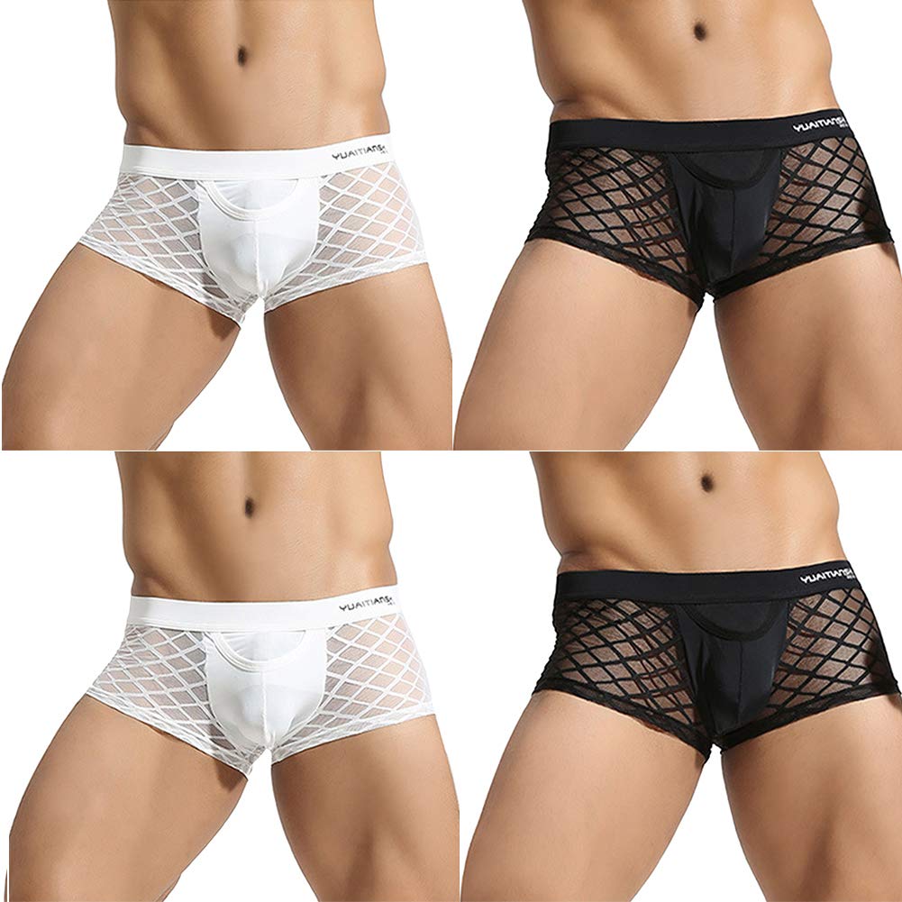 Men's Mesh Boxer Briefs 4 Pack - White+Black UK S-image-f6151ad3-a941-48f5-ad20-ea1121dcea2a-85090