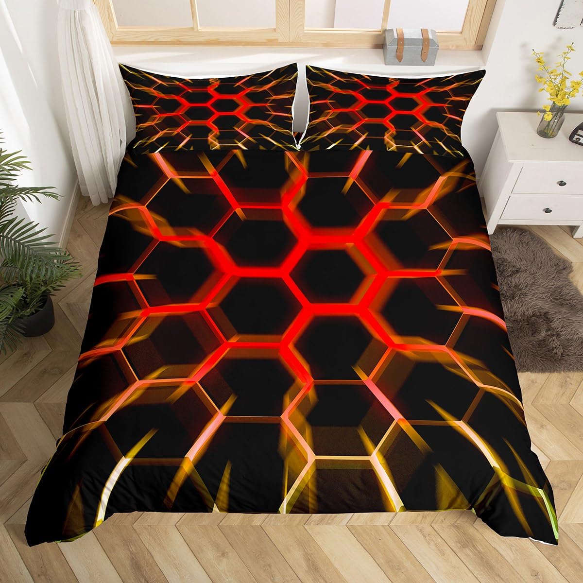 3D Geometric Honeycomb Duvet Cover Set - Multi 08 King-image-9a265655-5b3c-423b-bc40-3639c27de4ec-116292