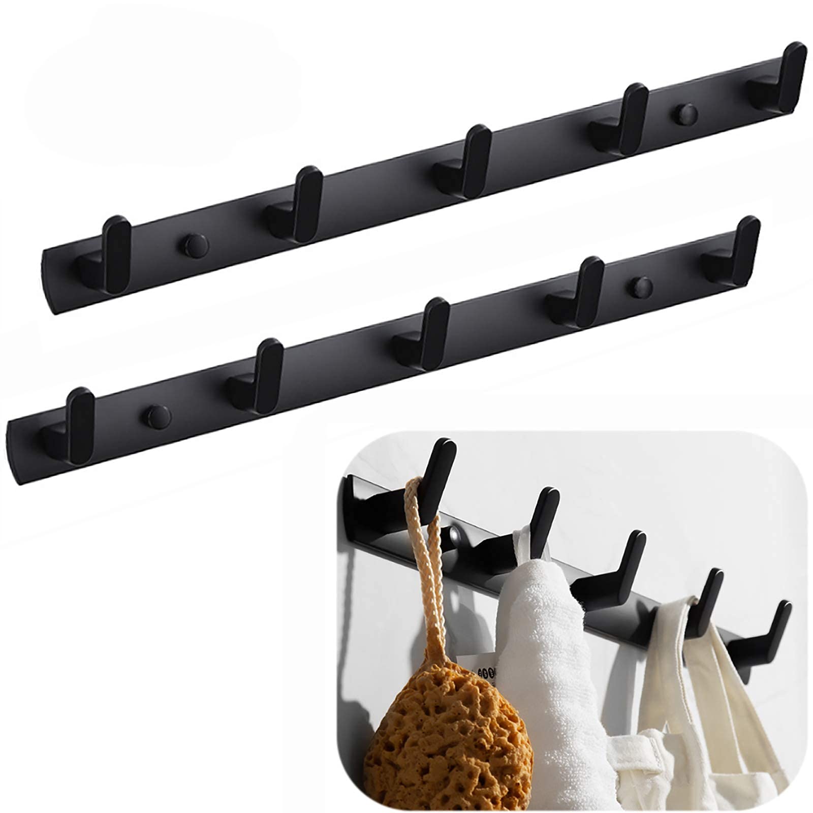 Wall Mounted Coat Rack with 5 Hooks - Black 2 Pack-image-a05e2236-8cbc-4434-9654-e692c489888c-105798
