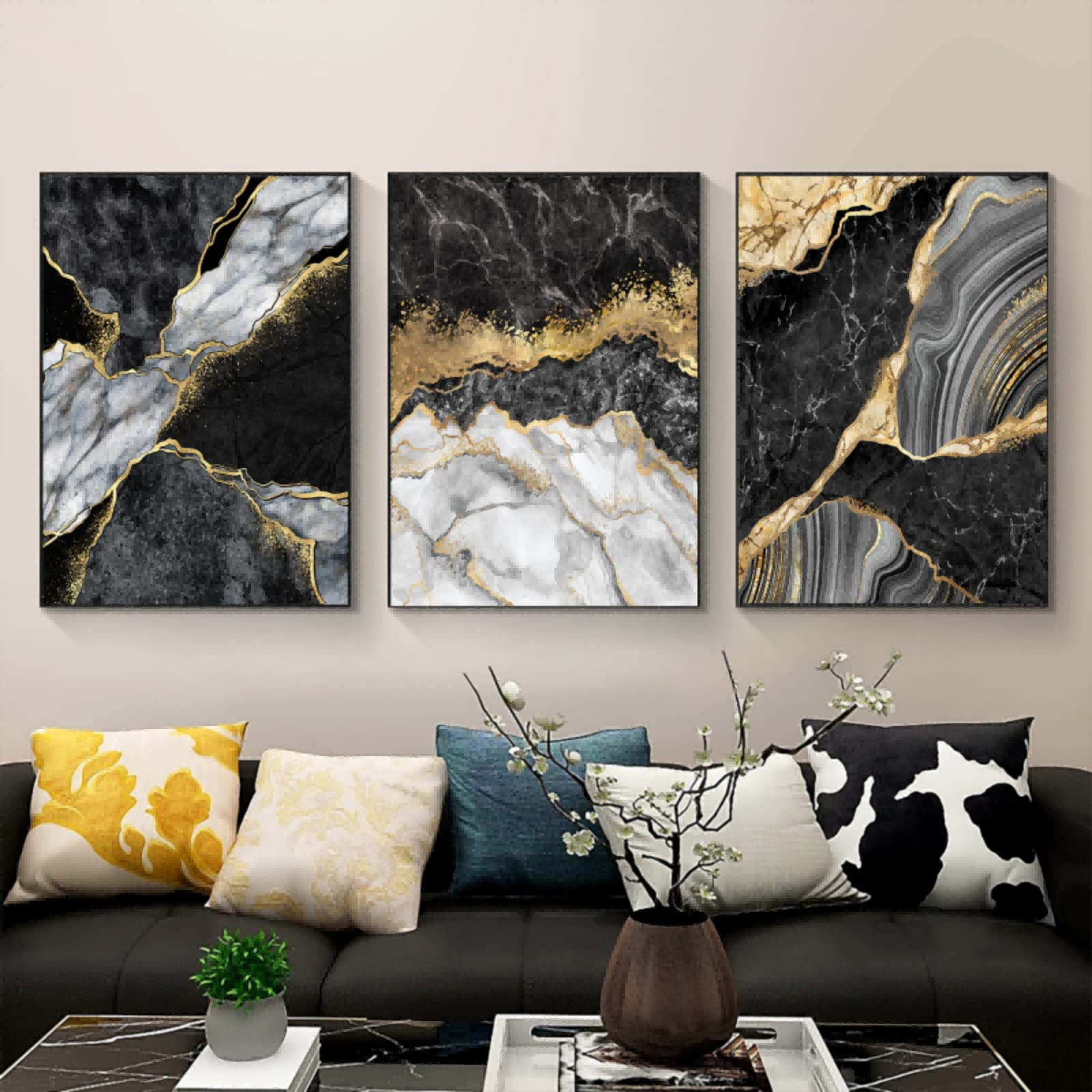 Islamic Wall Art Calligraphy Canvas - Marble A 3pcs-30 x 40 cm-image-add5605f-fb4a-427c-928d-14fe79d8b1d2-112438