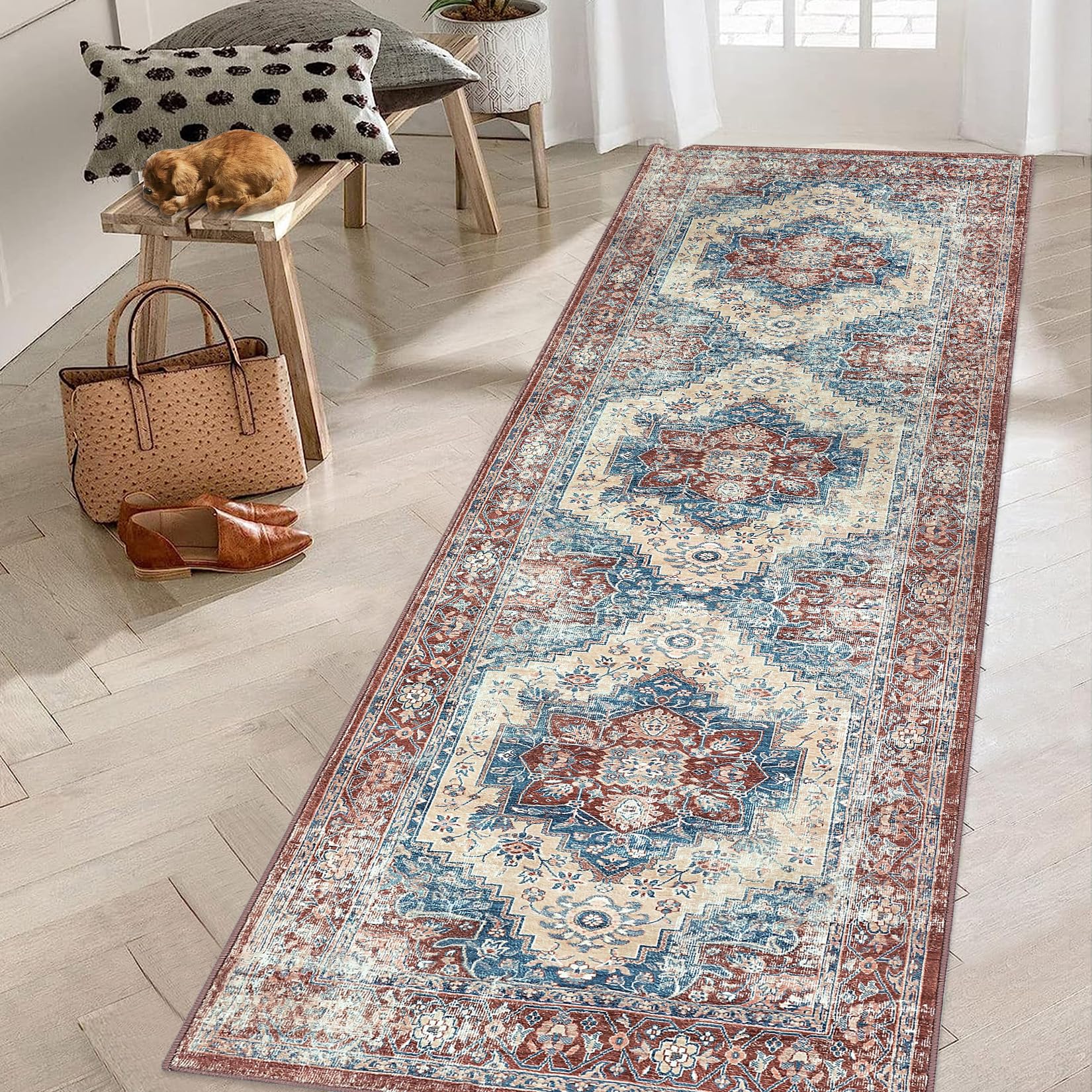 Soft Washable Area Rug - Rust 80 x 150 cm-image-9d36d8b4-63a9-4770-b6a9-61d3a574445d-121292