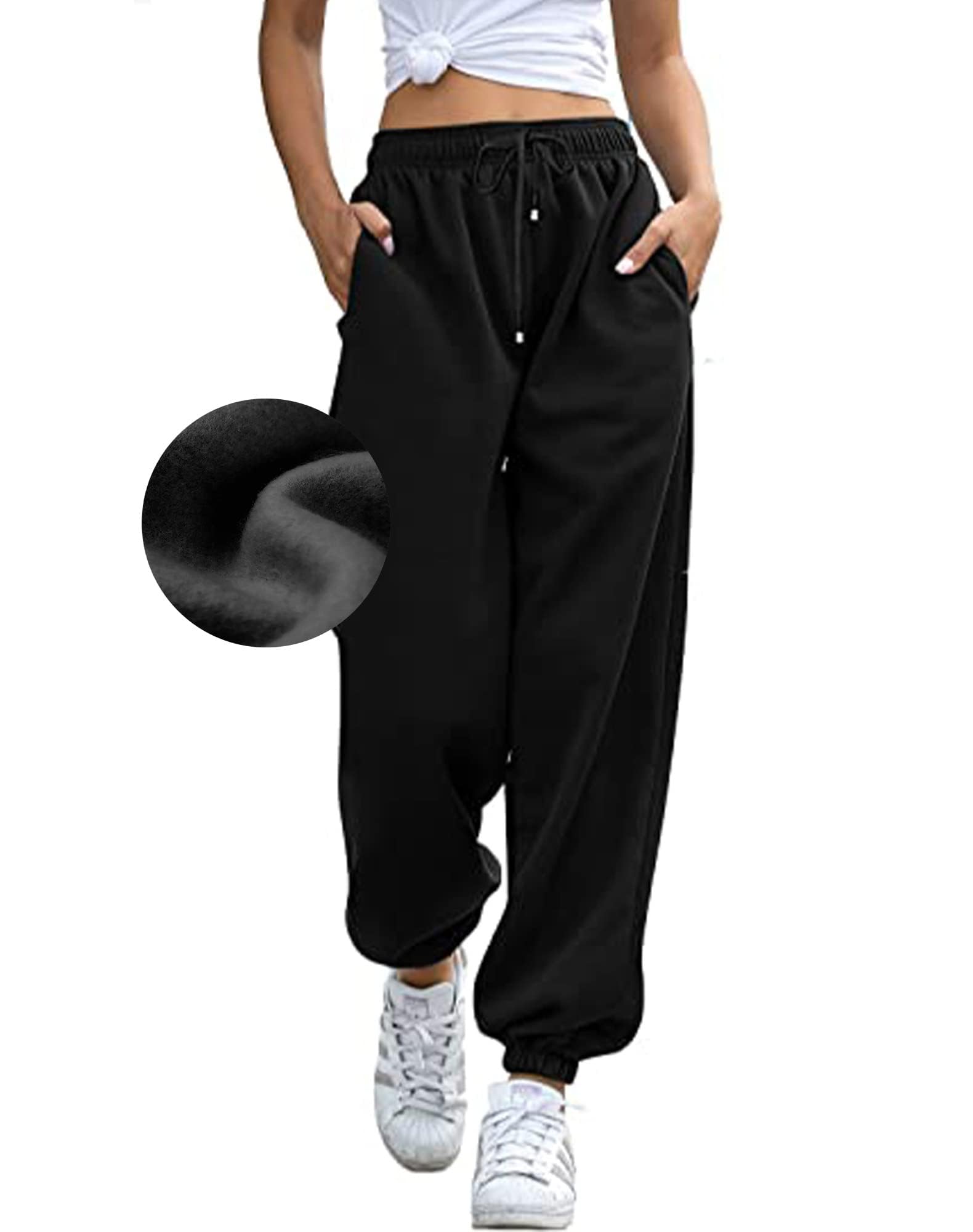 Women's Fleece Sweatpants - Black M-image-5dfd2c7c-274c-4e19-bb94-98a5ebc5aed5-117972