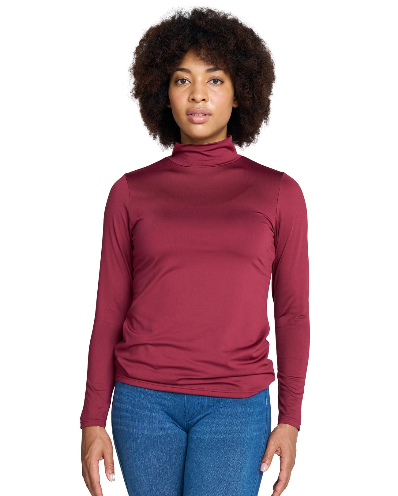 Women's Thermal Base Layer Mock Neck Top - Burgundy XS-image-3a6b16d2-fa62-4f34-bbd6-7495f172f4e7-96606