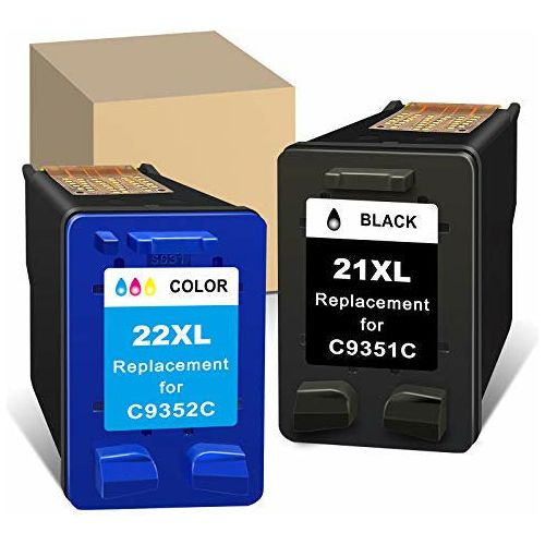 2-Pack HP 21XL 22XL Ink Cartridge Combo – Black & Tri-Color, Remanufactured, For Officejet J3650 4315