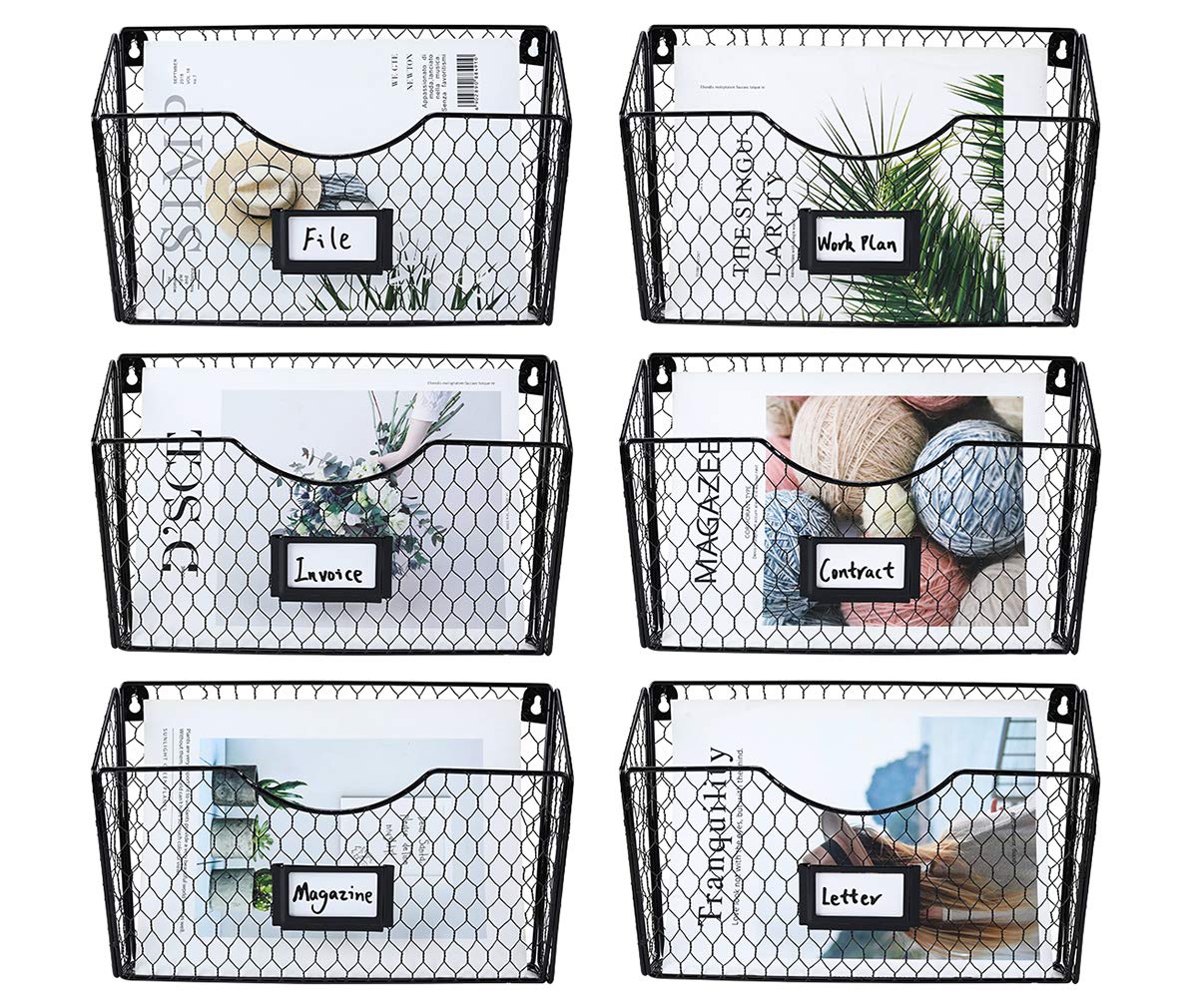 Wall File Holder 6 Pocket Mesh - Black 6 Pockets-image-1633670c-0681-4e40-bff6-5fdc2325b6ee-114183