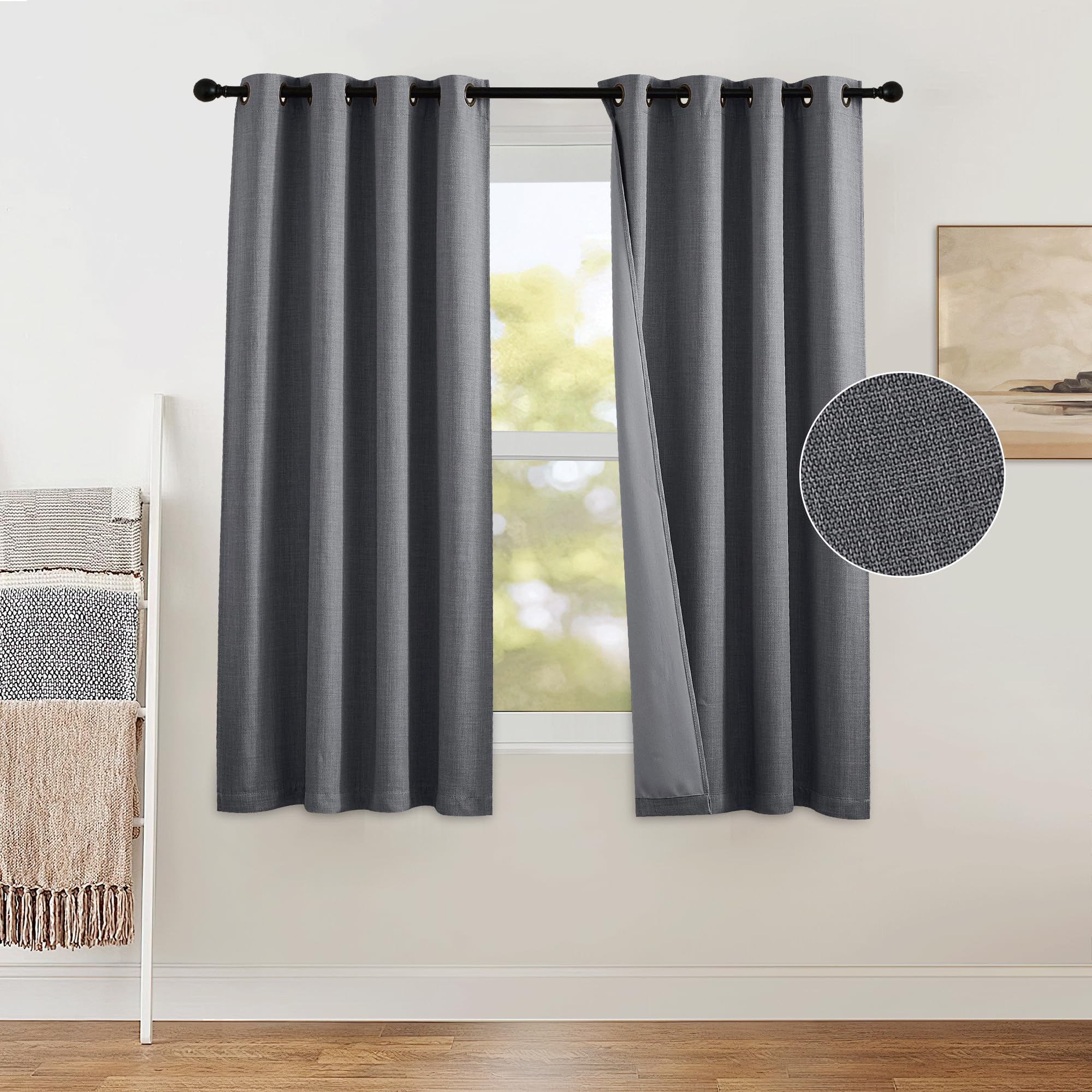 Linen Blackout Curtains 2 Panels - Grey 46x54-image-80c01497-ed3a-4079-b18d-bbdc6cb3c44a-103654