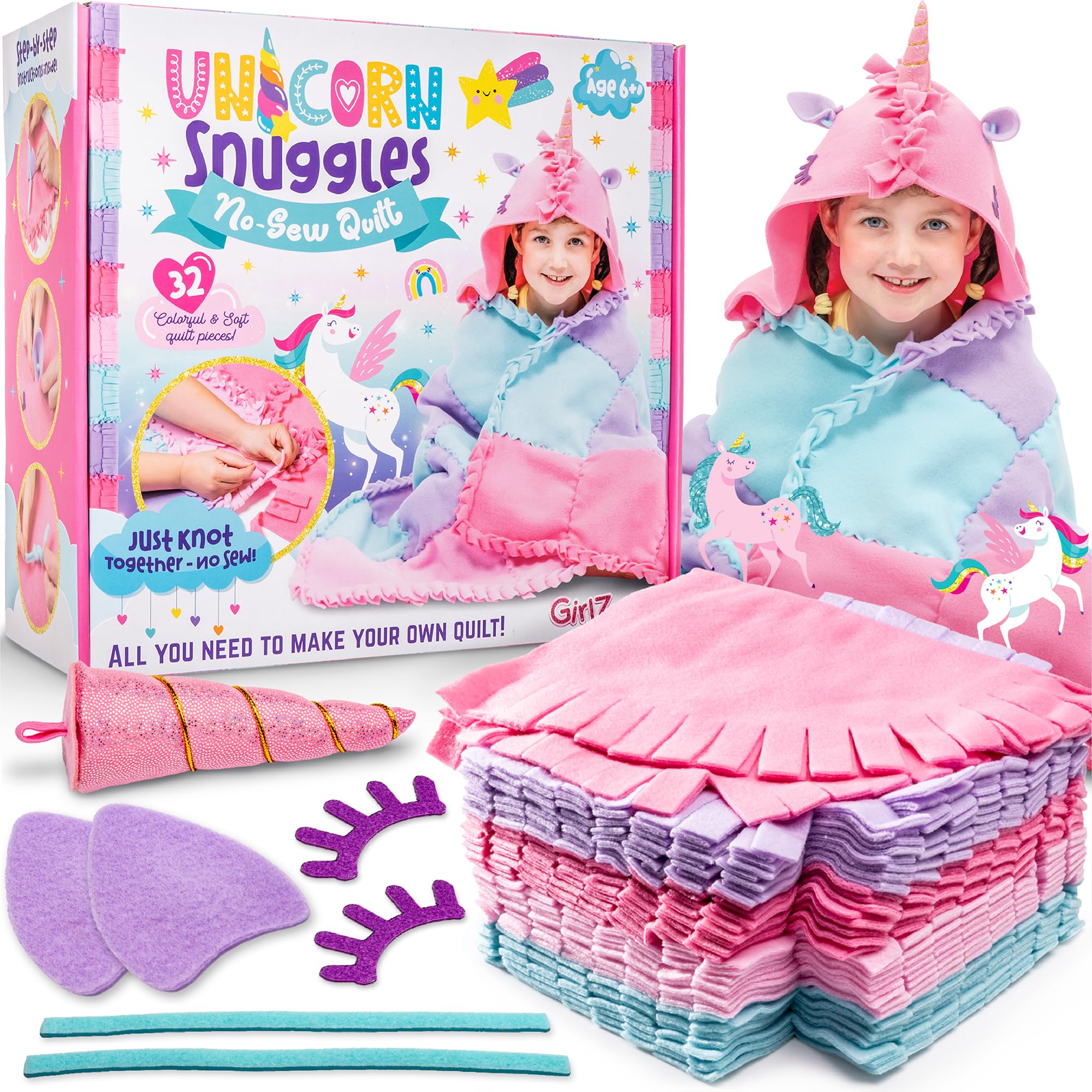 Kids Unicorn No Sew Quilt Kit - Multicolour GZNSQUNI-image-77f951bc-6f97-4fee-ba53-a8b774910460-120966